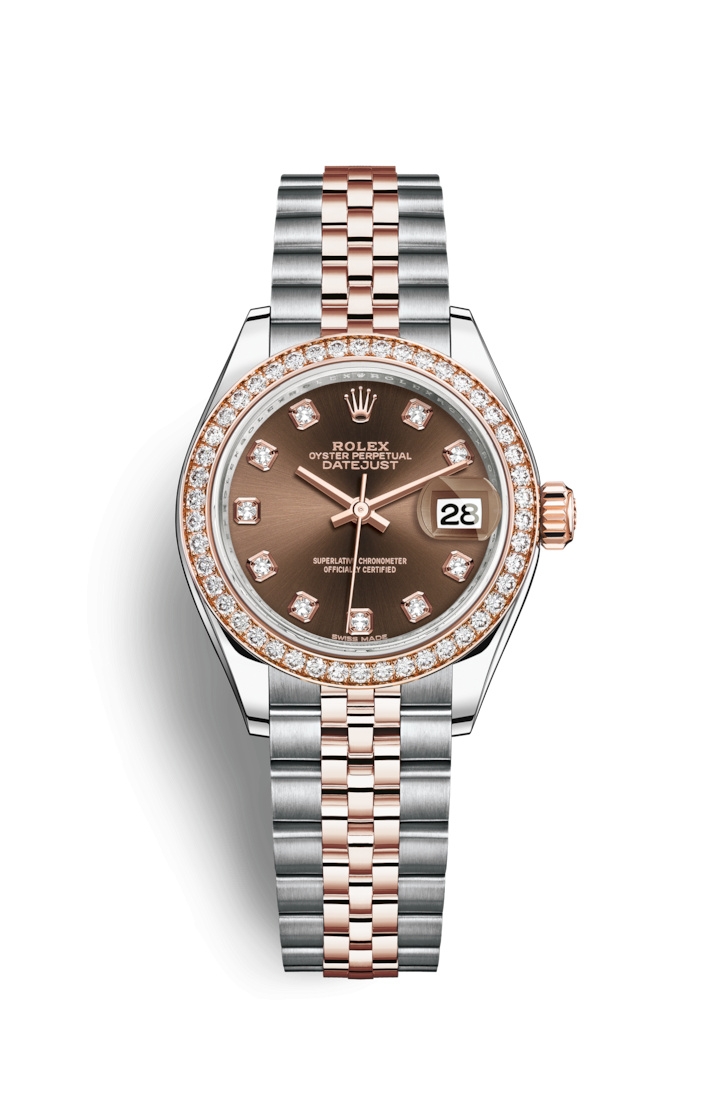 Rolex 279381RBR-0011 : Lady-Datejust 28 Rolesor Rose Diamond / Jubilee / Chocolate Diamond