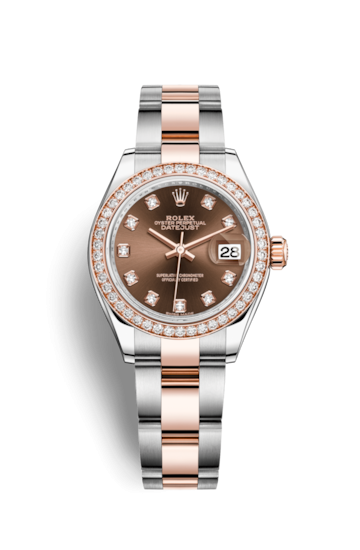 Rolex 279381RBR-0012 : Lady-Datejust 28 Rolesor Rose Diamond / Oyster / Chocolate Diamond