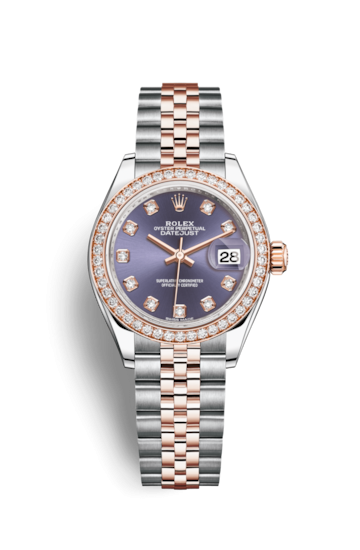 Rolex 279381RBR-0015 : Lady-Datejust 28 Rolesor Rose Diamond / Jubilee / Aubergine Diamond