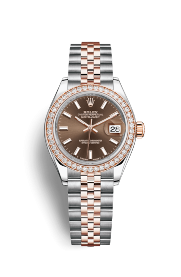 Rolex 279381rbr-0017 : Lady-Datejust 28 Rolesor Rose Diamond / Jubilee / Chocolate