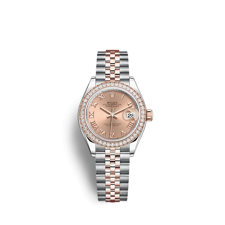 Rolex 279381RBR-0025 : Lady-Datejust 28 Stainless Steel / Rose Gold /  Diamond / Rose - Roman / Jubilee