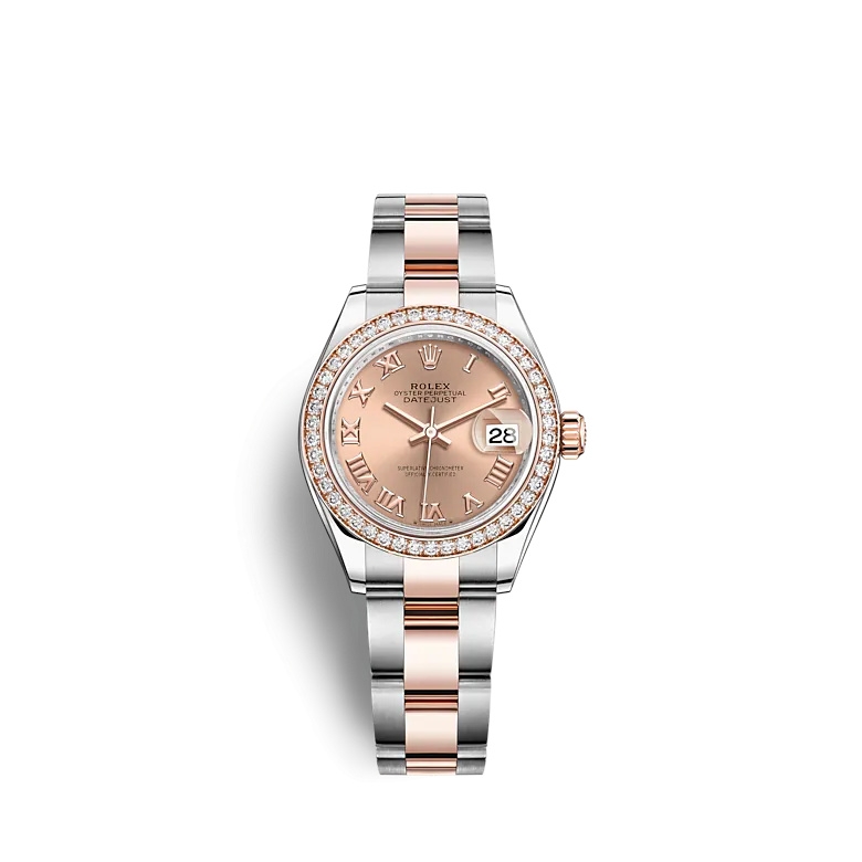 Rolex 279381RBR-0026 : Lady-Datejust 28 Stainless Steel / Rose Gold /  Diamond / Rose - Roman / Oyster