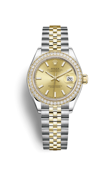 Rolex 279383RBR-0001 : Lady-Datejust 28 Rolesor Yellow Diamond / Jubilee / Champagne