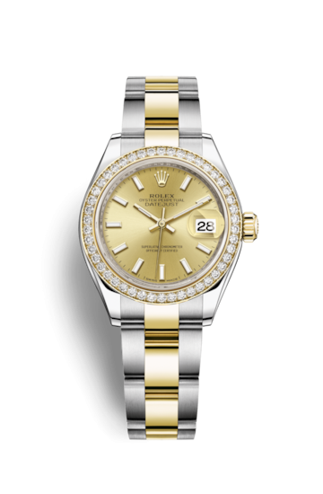 Rolex 279383RBR-0002 : Lady-Datejust 28 Rolesor Yellow Diamond / Oyster / Champagne