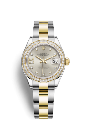 Rolex 279383RBR-0004 : Lady-Datejust 28 Rolesor Yellow Diamond / Oyster / Silver Diamond