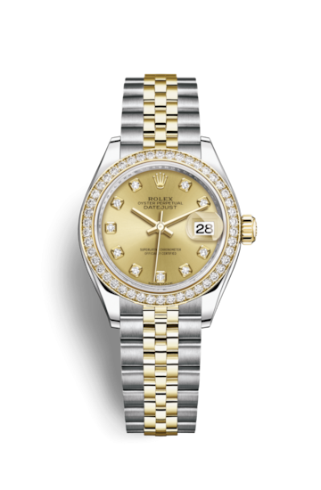 Rolex 279383RBR-0011 : Lady-Datejust 28 Rolesor Yellow Diamond / Jubilee / Champagne Diamond