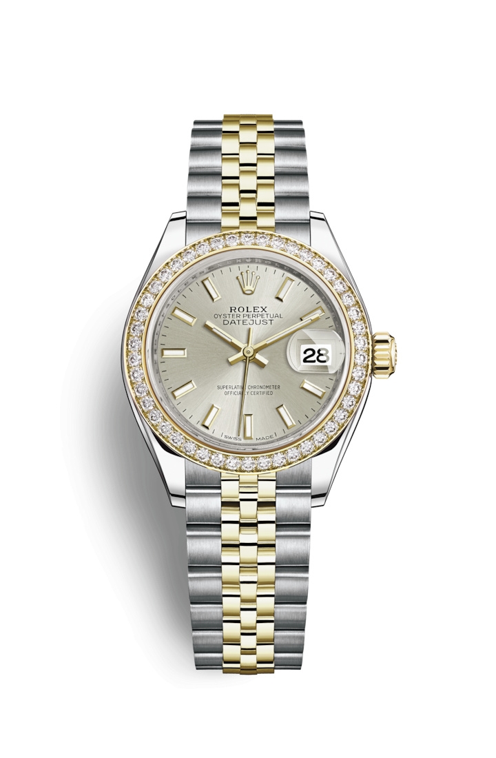 Rolex 279383RBR-0017 : Lady-Datejust 28 Rolesor Yellow Diamond / Jubilee / Silver