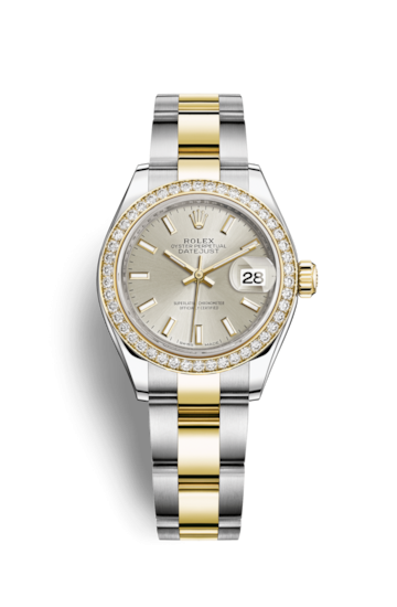 Rolex 279383RBR-0018 : Lady-Datejust 28 Rolesor Yellow Diamond / Oyster / Silver