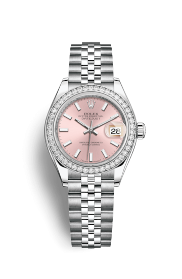 Rolex 279384RBR-0001 : Lady-Datejust 28 Stainless Steel / Diamond / Pink / Jubilee