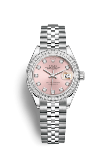 Rolex 279384RBR-0003 : Lady-Datejust 28 Stainless Steel / Diamond / Pink - Diamond / Jubilee