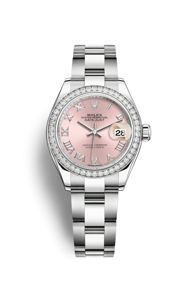 Rolex 279384RBR-0006 : Lady-Datejust 28 Stainless Steel / Diamond / Pink - Roman / Oyster