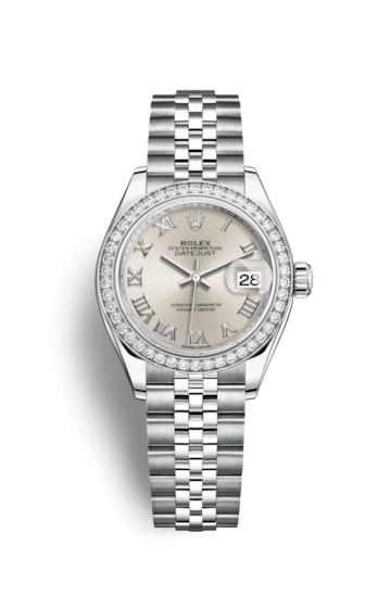 Rolex 279384RBR-0009 : Lady-Datejust 28 Stainless Steel / Diamond / Silver - Roman / Jubilee