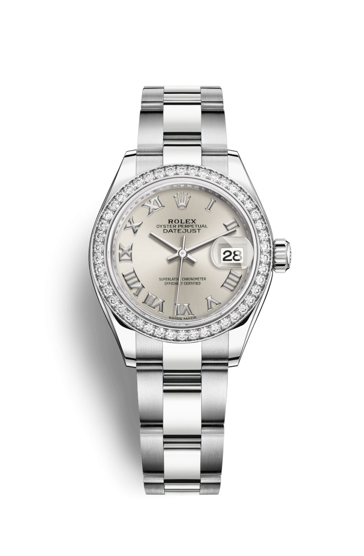 Rolex 279384RBR-0010 : Lady-Datejust 28 Stainless Steel / Diamond / Silver - Roman / Oyster