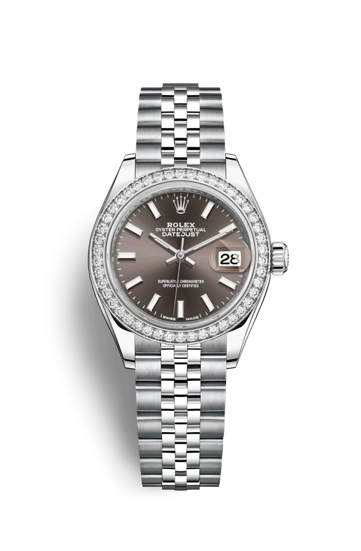 Rolex 279384RBR-0013 : Lady-Datejust 28 Stainless Steel / Diamond / Grey / Jubilee