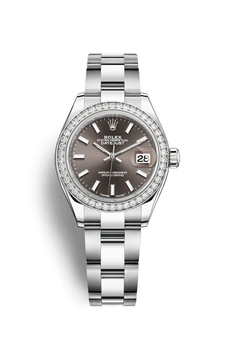 Rolex 279384RBR-0014 : Lady-Datejust 28 Stainless Steel / Diamond / Grey / Oyster