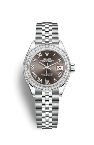 Rolex 279384RBR-0015 : Lady-Datejust 28 Stainless Steel / Diamond / Grey - Roman / Jubilee