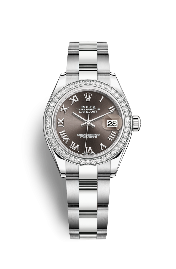 Rolex 279384RBR-0016 : Lady-Datejust 28 Stainless Steel / Diamond / Grey - Roman / Oyster