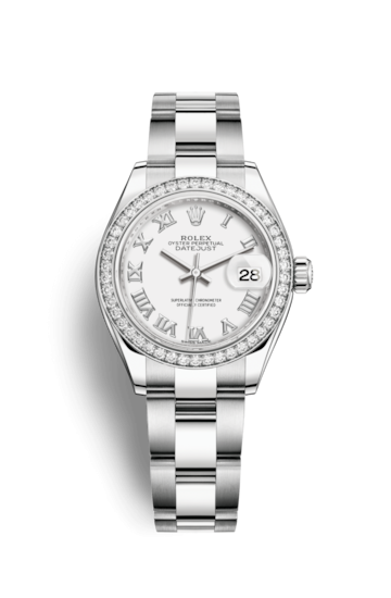 Rolex 279384RBR-0020 : Lady-Datejust 28 Stainless Steel / Diamond / White - Roman / Oyster