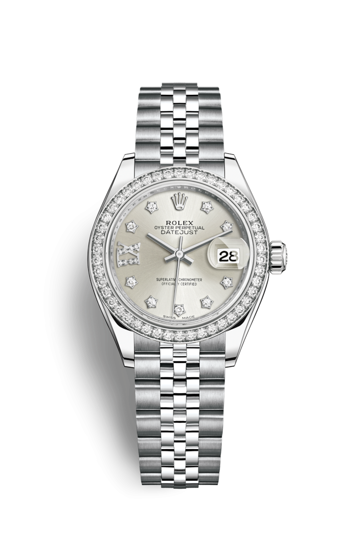 Rolex 279384RBR-0021 : Lady-Datejust 28 Stainless Steel / Diamond / Silver - Diamond / Jubilee