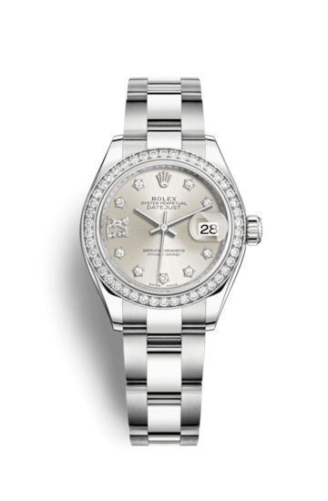 Rolex 279384RBR-0022 : Lady-Datejust 28 Stainless Steel / Diamond / Silver - Diamond / Oyster