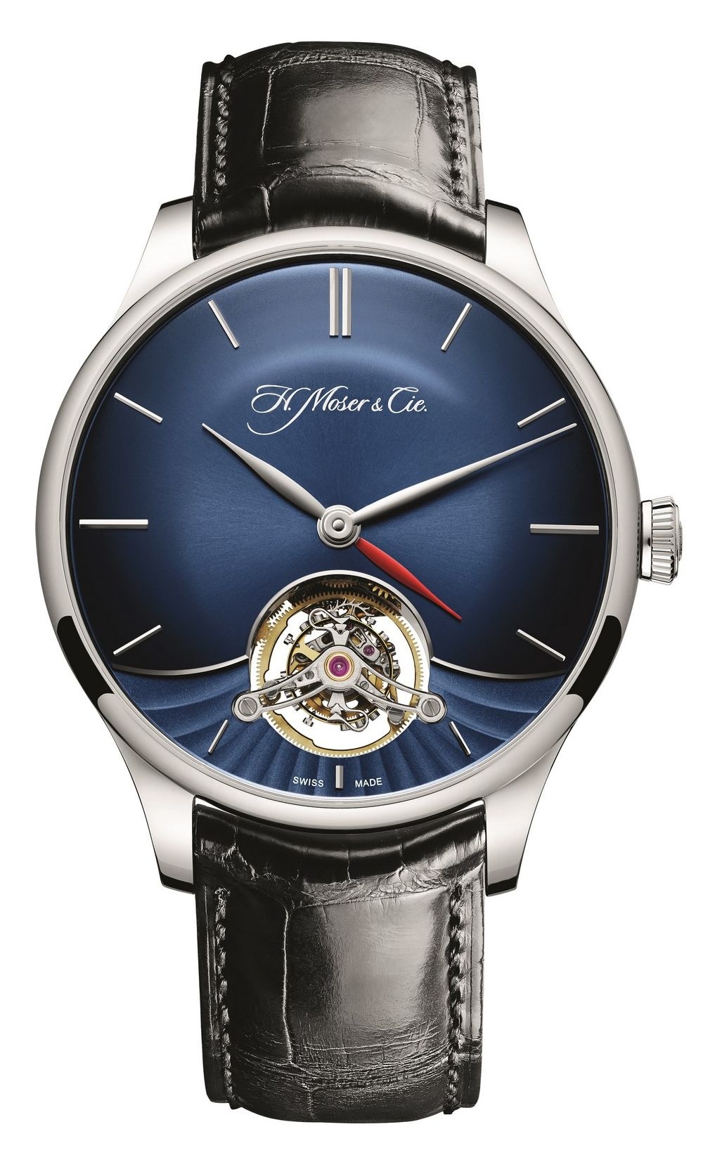 H. Moser & Cie 2802-0201 : Venturer Tourbillon Dual Time, White Gold, Blue Fumé Dial