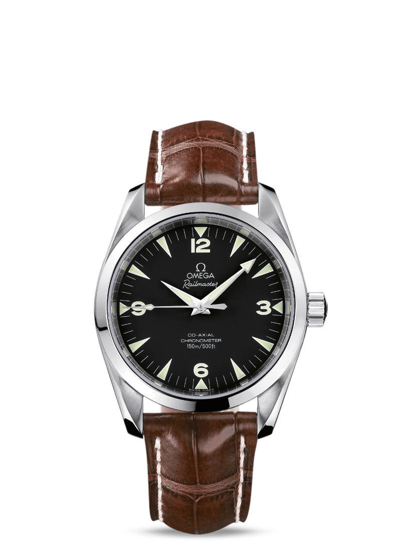 Omega 2804.52.37 : Seamaster Aqua Terra 150M Co-Axial 36.2 Railmaster / Brown Alligator