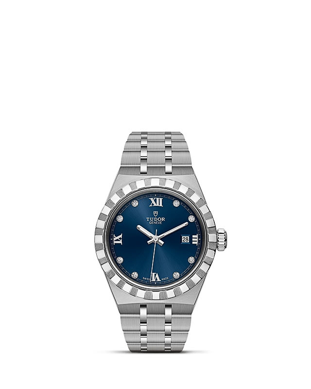 Tudor 28300-0007 : Royal Date 28 Stainless Steel / Blue - Diamond