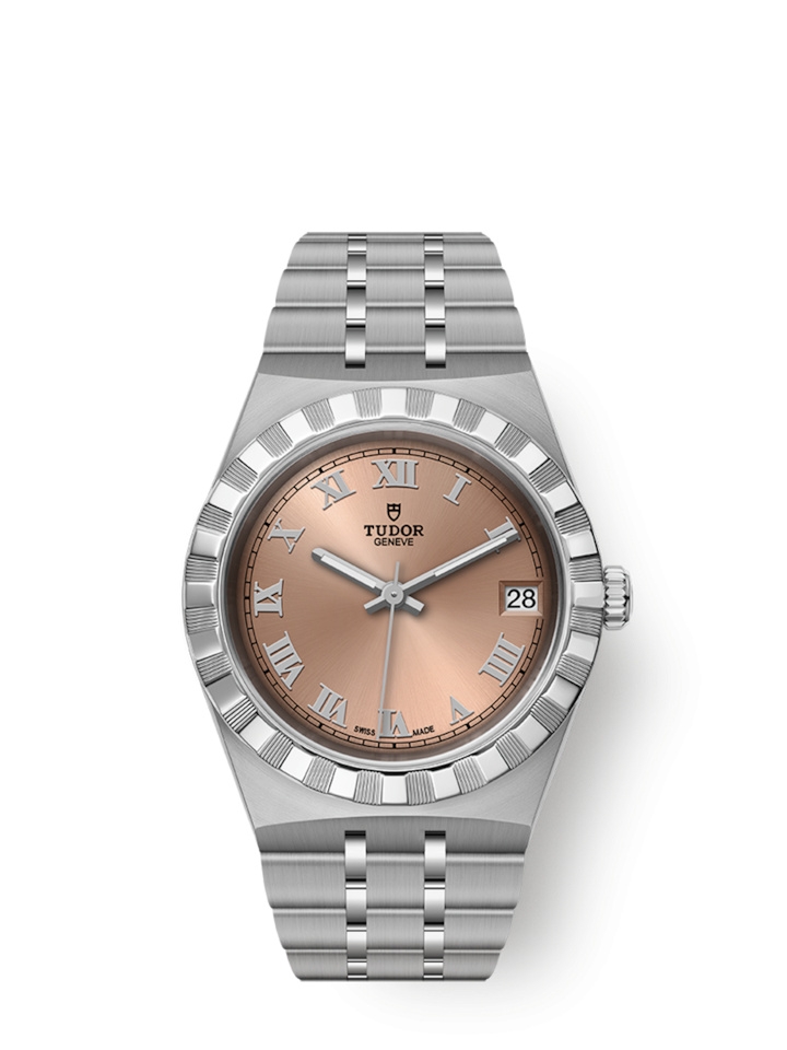 Tudor 28400-0009 : Royal Date 34 Stainless Steel / Salmon - Roman