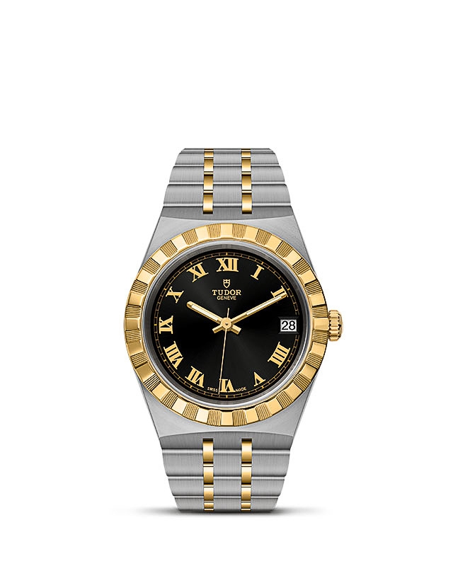 Tudor 28403-0003 : Royal Date 34 Stainless Steel / Yellow Gold / Black - Roman