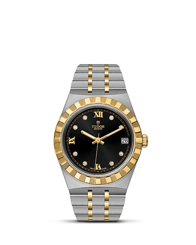 Tudor 28403-0005 : Royal Date 34 Stainless Steel / Yellow Gold / Black - Diamond