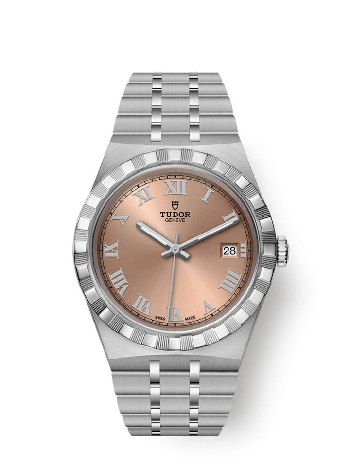 Tudor 28500-0007 : Royal Date 38 Stainless Steel / Salmon - Roman