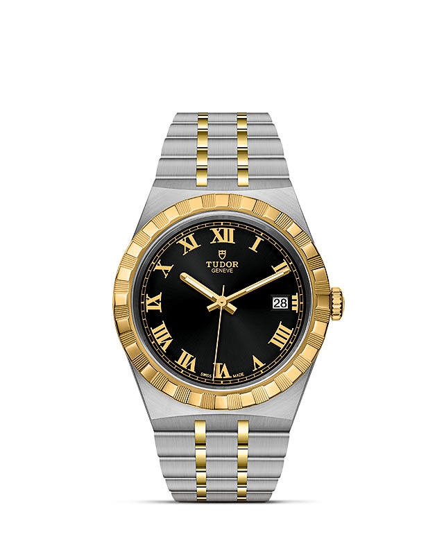 Tudor 28503-0006 : Royal Date 38 Stainless Steel / Yellow Gold / Black - Roman
