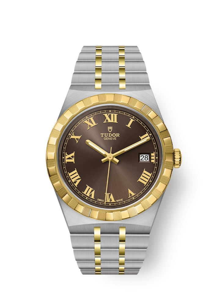 Tudor 28503-0007 : Royal Date 38 Stainless Steel / Yellow Gold / Chocolate - Roman