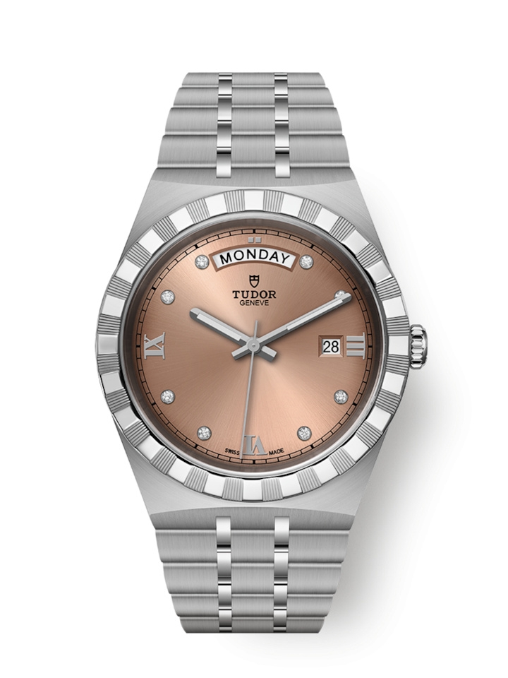 Tudor 28600-0011 : Royal Day-Date 41 Stainless Steel / Salmon - Diamond