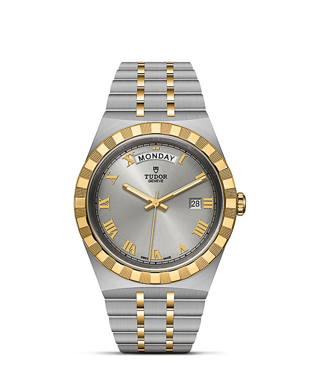 Tudor 28603-0001 : Royal Day-Date 41 Stainless Steel / Yellow Gold / Silver - Roman