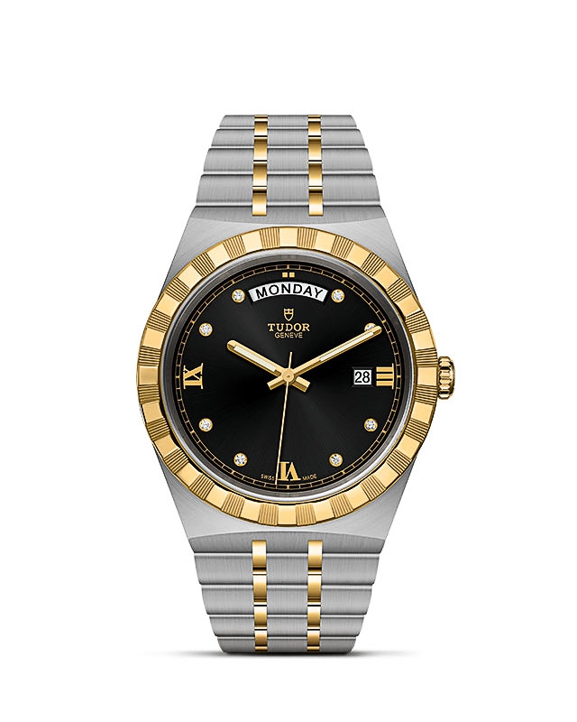 Tudor 28603-0005 : Royal Day-Date 41 Stainless Steel / Yellow Gold / Black - Diamond