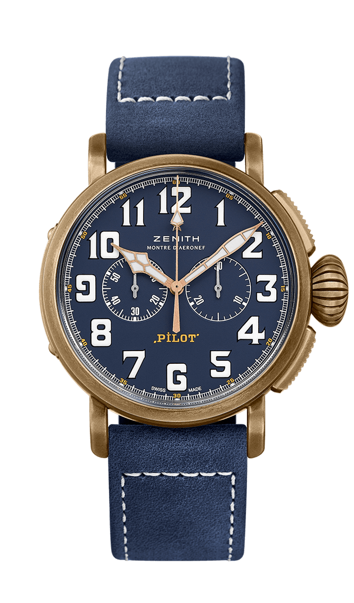 Zenith 29.2430.4069/57.C808 : Pilot Type 20 Extra Special Chronograph Bronze / Blue