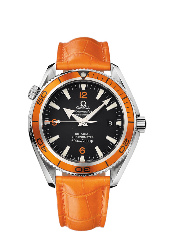 Omega 2909.50.48  : Seamaster Planet Ocean 600M Co-Axial 42 Stainless Steel / Orange / Alligator Short