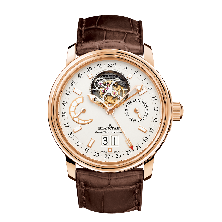 Blancpain 2925-3642-53B : Léman Tourbillon Semainier Grande Date Red Gold / Opaline / Alligator