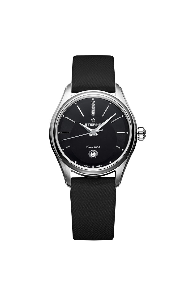 Eterna 2940.41.40.1357 : Avant-Garde Date Lady Black MOP / Strap