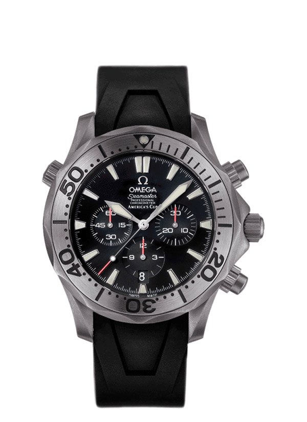 Omega 2993.50.91 : Seamaster Diver 300M Automatic 41.5 Chronograph Titanium / Black / Bracelet / America’s Cup