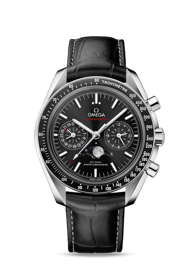 Omega 304.33.44.52.01.001 : Speedmaster Moonphase Chronograph Master Chronometer Stainless Steel / Black