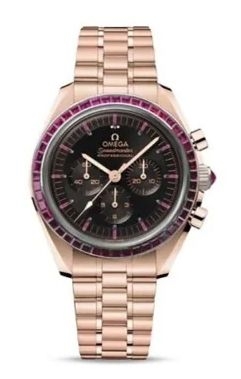 Omega 310.55.42.50.51.001 : Speedmaster Professional Moonwatch 3861 Sedna Gold - Ruby / Black - Ruby / Bracelet