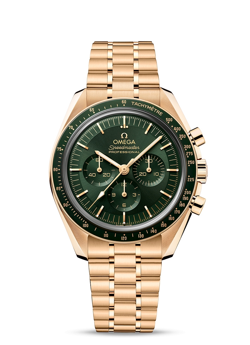 Omega 310.60.42.50.10.001 : Speedmaster Professional Moonwatch 3861 Moonshine Gold / Green / Bracelet
