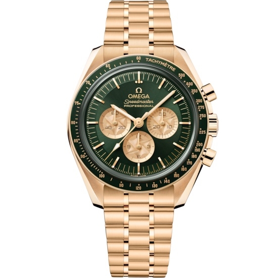 Omega 310.60.42.50.10.002 : Speedmaster Professional Moonwatch 3861 Moonshine Gold / Green / Bracelet
