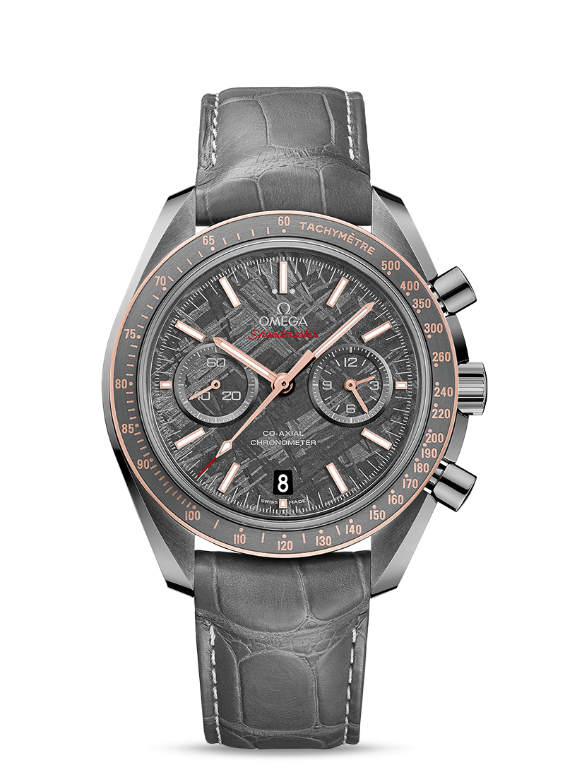 Omega 311.63.44.51.99.002 : Speedmaster Moonwatch Co-Axial Grey Side of the Moon Meteorite / Pin Buckle