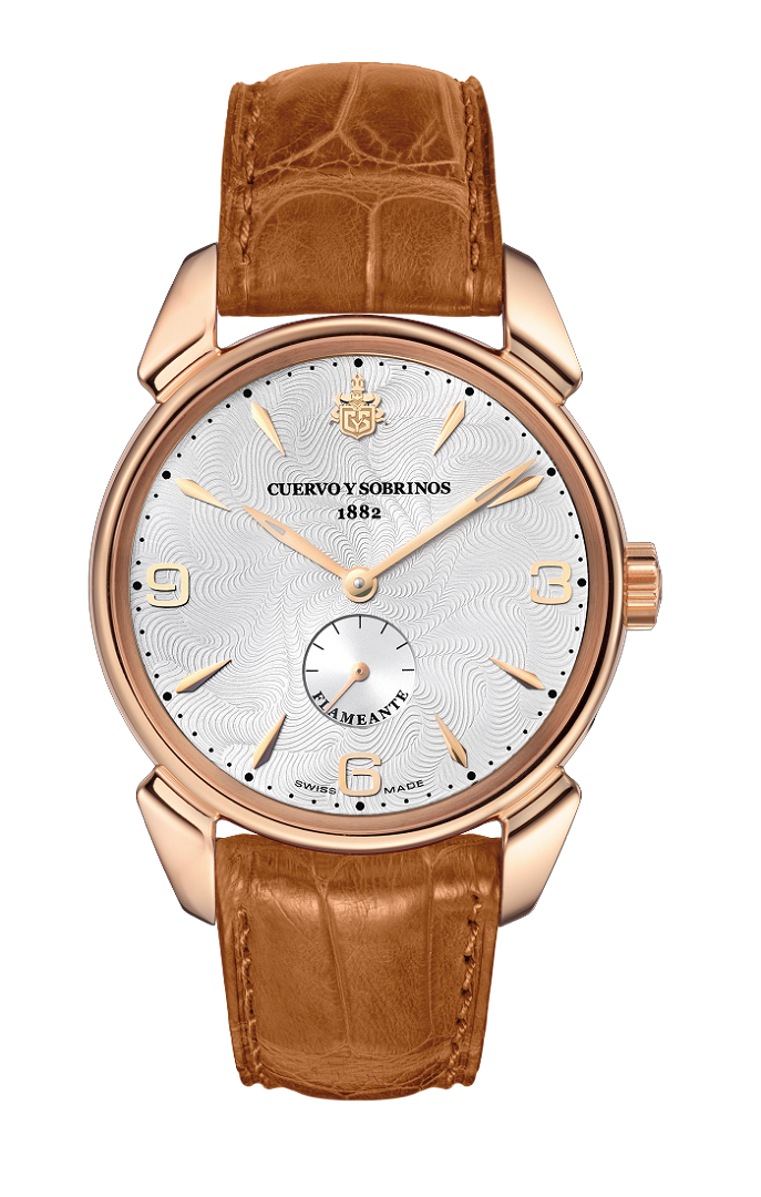 Cuervo y Sobrinos 3130.9FA : Historiador Flameante Rose Gold / Silver / Alligator