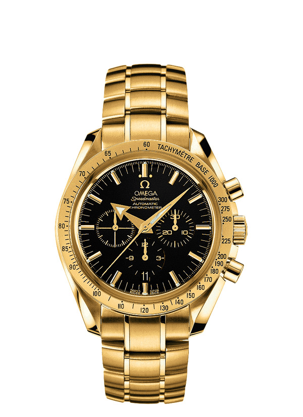 Omega 3151.50.00 : Speedmaster Broad Arrow Yellow Gold / Black / Bracelet