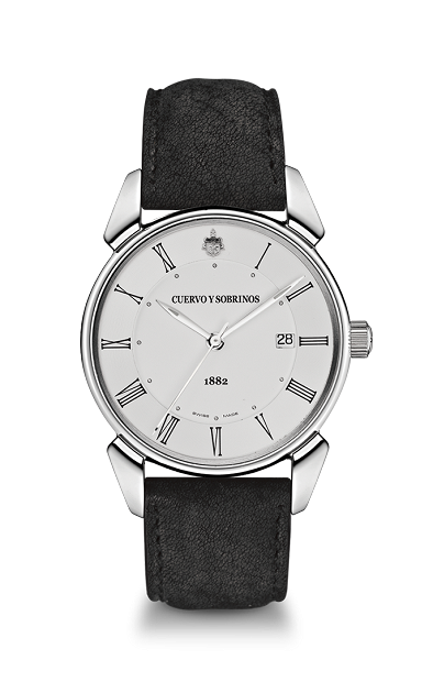 Cuervo y Sobrinos 3195.1CS.AR : Historiador Segundos Centrales Stainless Steel / Silver / Kudu