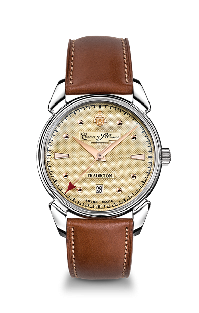 Cuervo y Sobrinos 3195.1TR.C : Historiador Tradición Stainless Steel / Salmon / Alligator